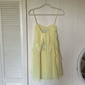 Fashion Nova Light Yellow Ruffle Chiffon Slip Dress NWT